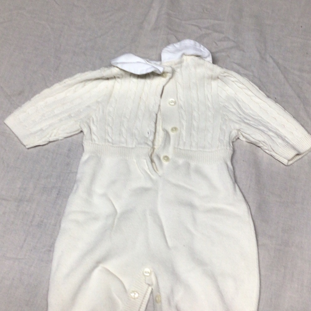 Talbots Cream Cable Knit Baby Footie